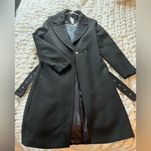 H&M black belted peacoat. Size XS.